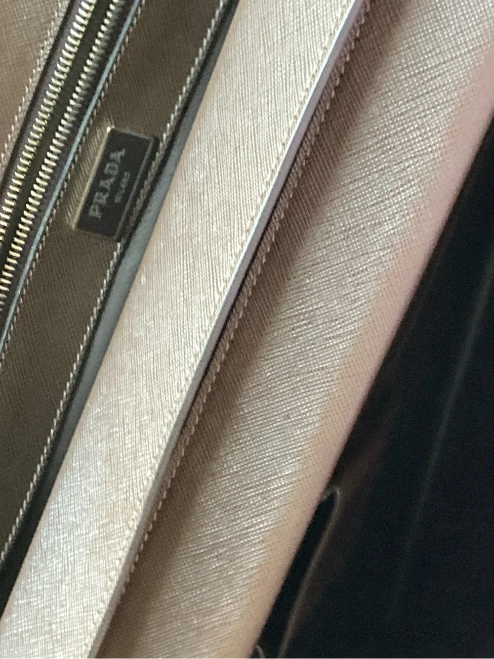 Prada Brown Saffiano Leather Briefcase with Gold Hardware